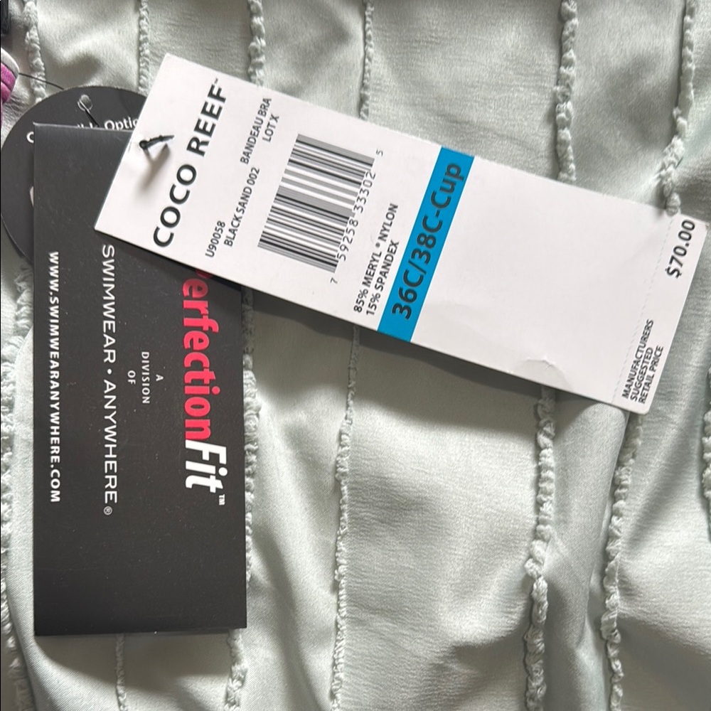 Coco Reef Black and Multicolor Bikini Top, 36C/38C - Picture 3 of 3